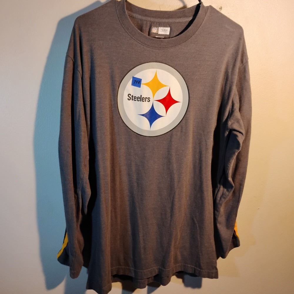 Pittsburgh Steelers NFL Apparel Long Sleeve Logo Sewn Stripe Sleeves Mens Large - Picture 4 of 16